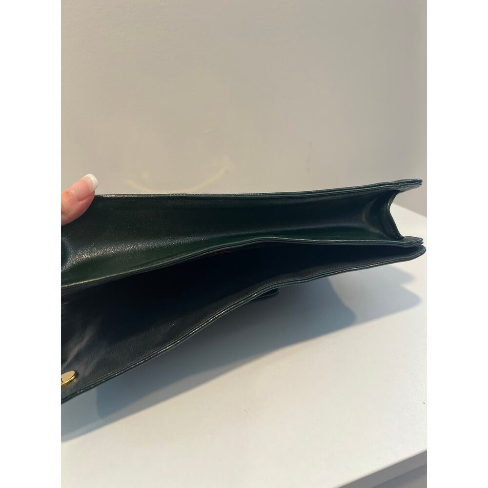 Vintage Charisma Handbag Green Leather Gold Handle JL - Picture 6 of 11